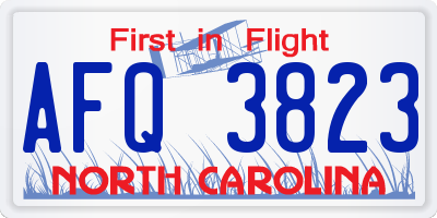 NC license plate AFQ3823