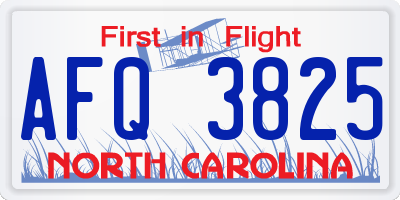 NC license plate AFQ3825