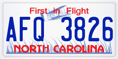 NC license plate AFQ3826