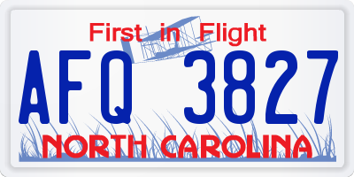 NC license plate AFQ3827