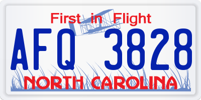NC license plate AFQ3828