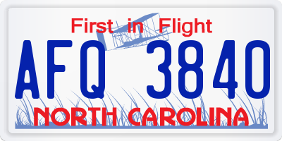 NC license plate AFQ3840