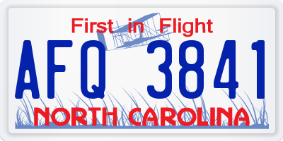 NC license plate AFQ3841