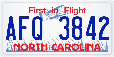NC license plate AFQ3842