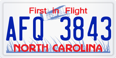 NC license plate AFQ3843