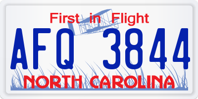 NC license plate AFQ3844
