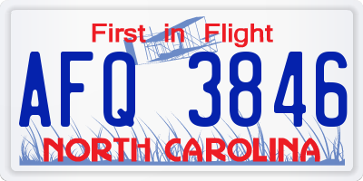 NC license plate AFQ3846