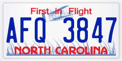 NC license plate AFQ3847