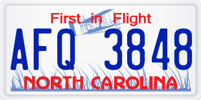 NC license plate AFQ3848