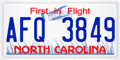 NC license plate AFQ3849
