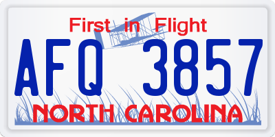 NC license plate AFQ3857