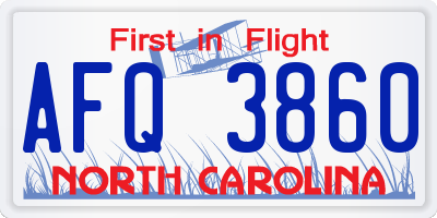 NC license plate AFQ3860