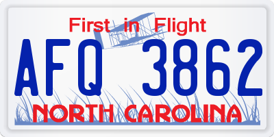 NC license plate AFQ3862