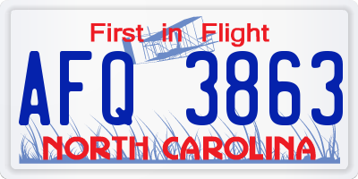 NC license plate AFQ3863