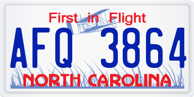 NC license plate AFQ3864