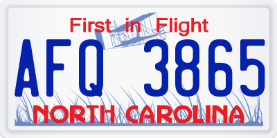 NC license plate AFQ3865