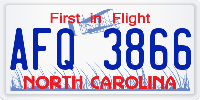 NC license plate AFQ3866