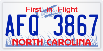 NC license plate AFQ3867