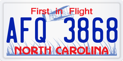 NC license plate AFQ3868