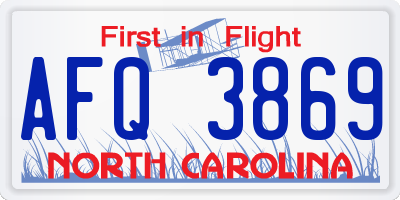 NC license plate AFQ3869