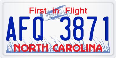 NC license plate AFQ3871