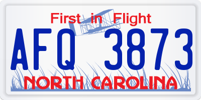 NC license plate AFQ3873