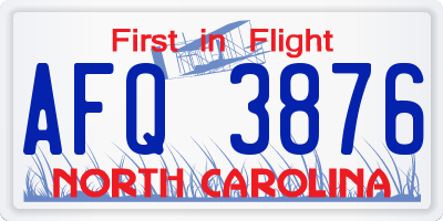 NC license plate AFQ3876