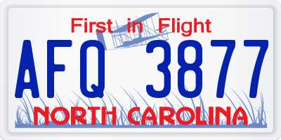 NC license plate AFQ3877