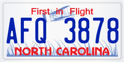 NC license plate AFQ3878
