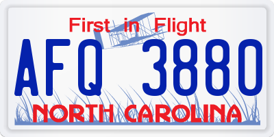 NC license plate AFQ3880