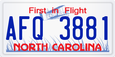 NC license plate AFQ3881