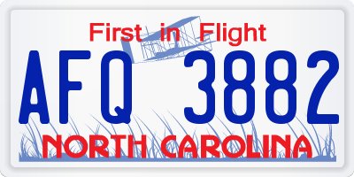 NC license plate AFQ3882