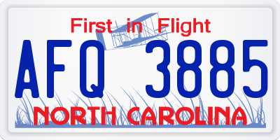 NC license plate AFQ3885