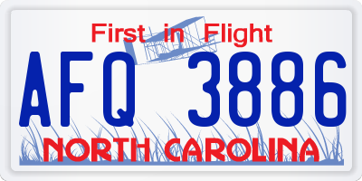 NC license plate AFQ3886