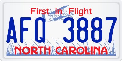 NC license plate AFQ3887