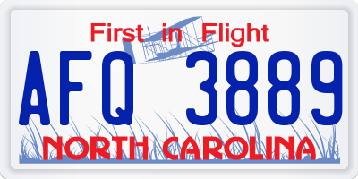 NC license plate AFQ3889