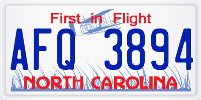 NC license plate AFQ3894