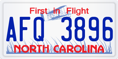 NC license plate AFQ3896