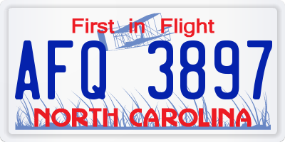 NC license plate AFQ3897