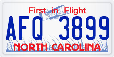 NC license plate AFQ3899