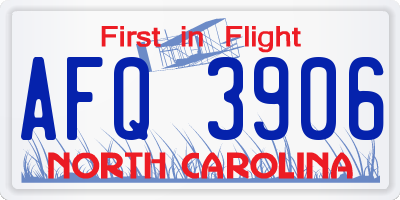 NC license plate AFQ3906