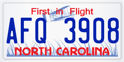 NC license plate AFQ3908