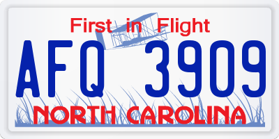 NC license plate AFQ3909