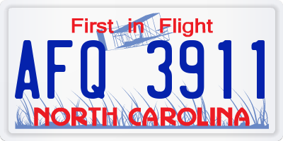 NC license plate AFQ3911