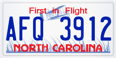 NC license plate AFQ3912