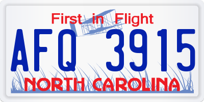 NC license plate AFQ3915