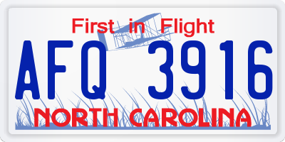 NC license plate AFQ3916