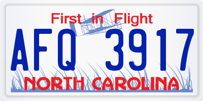 NC license plate AFQ3917