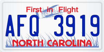 NC license plate AFQ3919