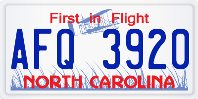 NC license plate AFQ3920